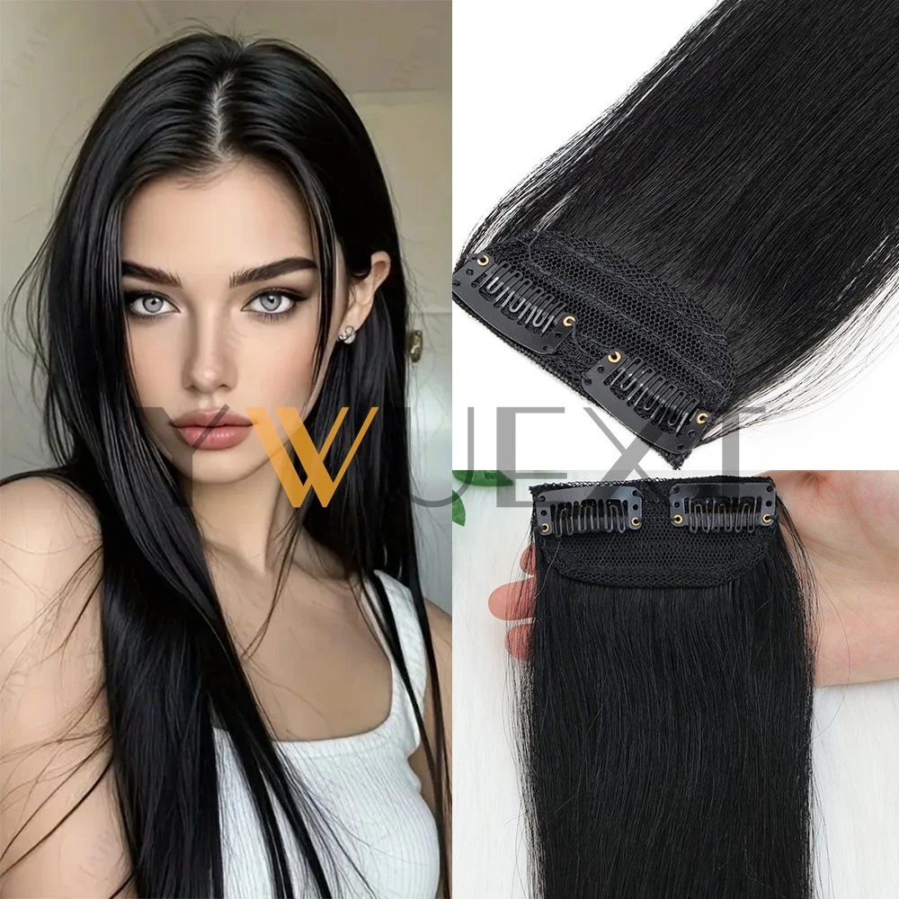 

Мини-заколка в цельном натуральном натуральном человеческом волос Remy Hair Pad с обеих сторон для мужчин или женщин, заколки для наращивания 6–12 дюймов