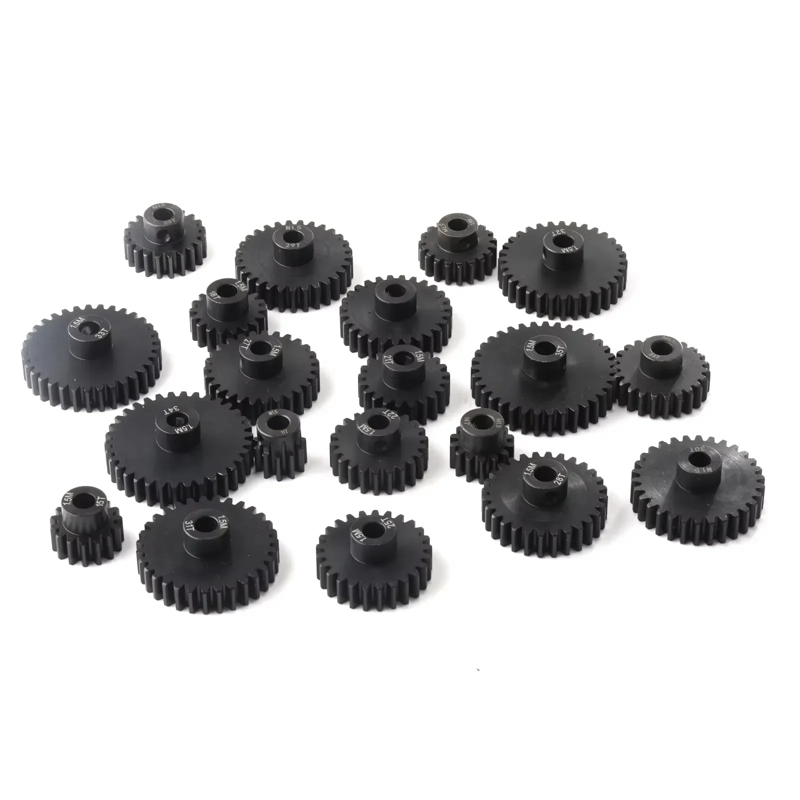 1Pcs M1.5 8mm 11T-35T Motor Gear Metal Blcak Hardened Steel Pinion for 1/5 1/8 1/10 RC Remote Car Toys Model Car Parts