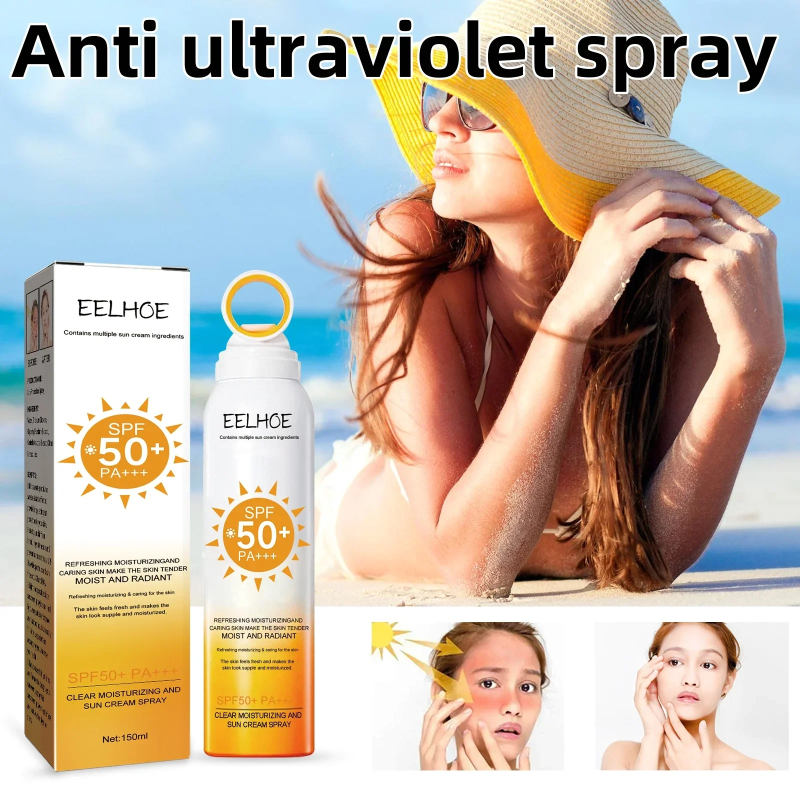 Spray ochronny o małej aperturze Spray izolujący UV Wodoodporny, odporny na pot Przezroczysty, nawilżający produkt do pielęgnacji skóry, szyi i twarzy