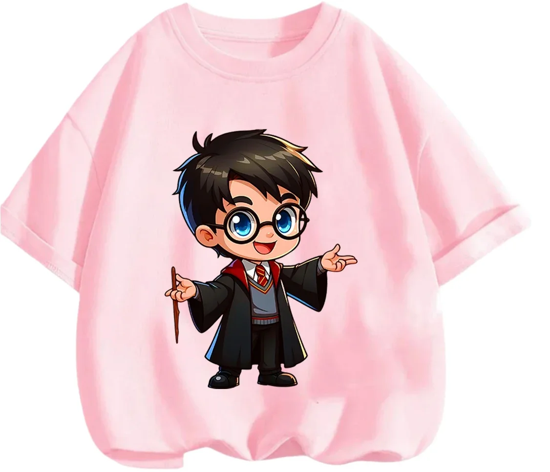 Camiseta de estilo urbano de Harry Potter, ropa informal de verano de manga corta para niños