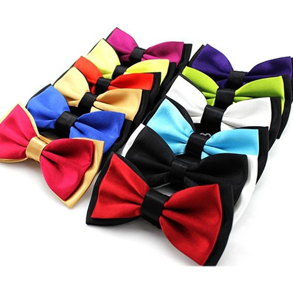 HUISHI Sale 1PC Gentleman Men Bowtie Classic Solid Bow Tie Necktie For Wedding Party Fashion Adjustable Bow Tie knot Black White