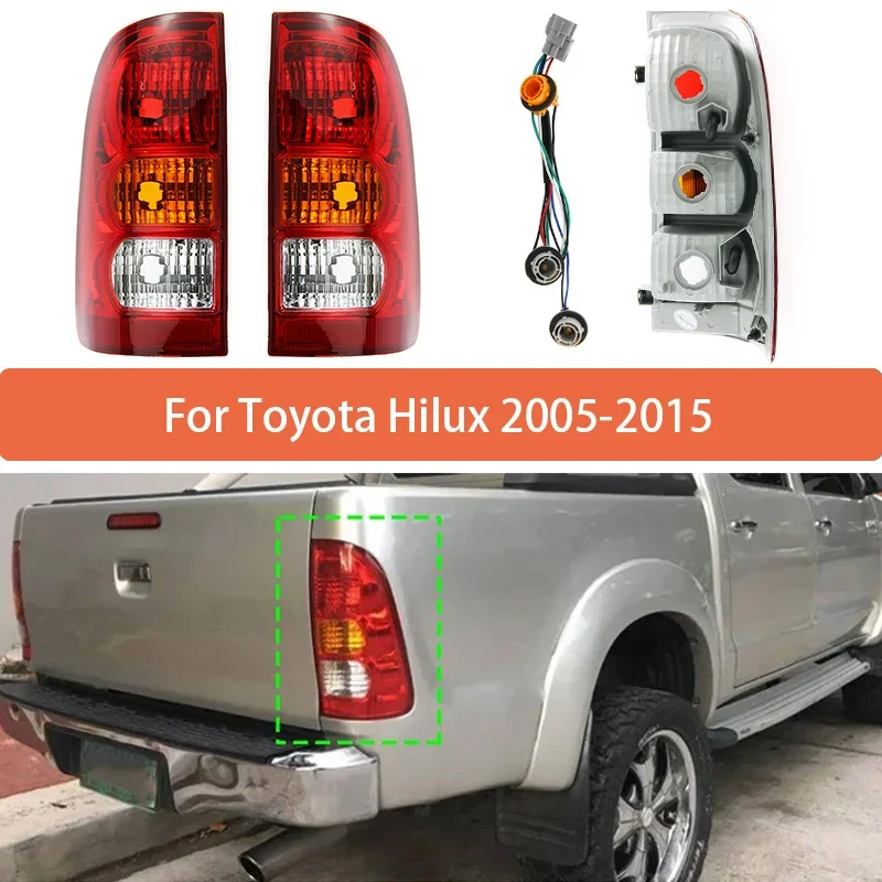 

1Pc Tail Light Assembly With Wires For Toyota Hilux 2005 2006 2007 2008 2009-2015 Rear Taillight Warning Light Reversing Light