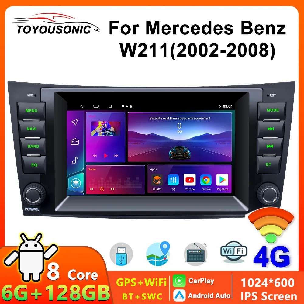 

Автомагнитола, 2 din, 7 дюймов, 4G, 6G + 128G, универсальный плеер для Benz W211, Android, автомобильный мультимедийный плеер, BT, GPS, Wi-Fi, DSP, FM, автомобильная стереосистема