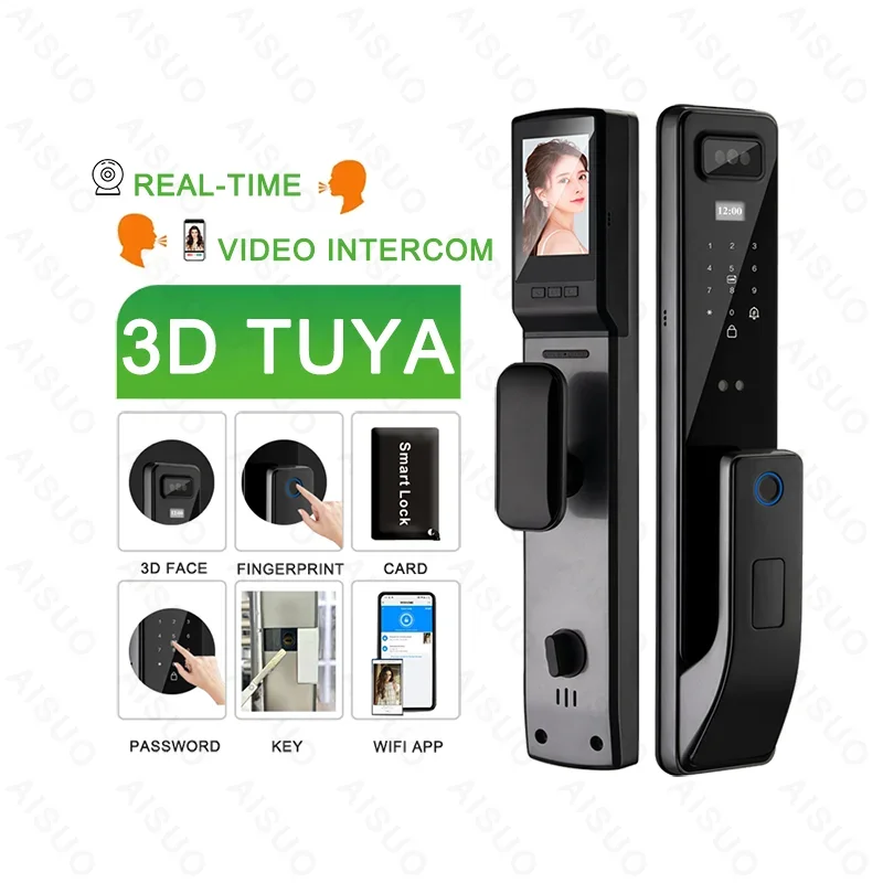 

3D Security Face Recognition Deadbolt Electronic Magnetic Electric Fingerprint Keyless Wifi Ttlock Tuya Digital Door Smart Lock