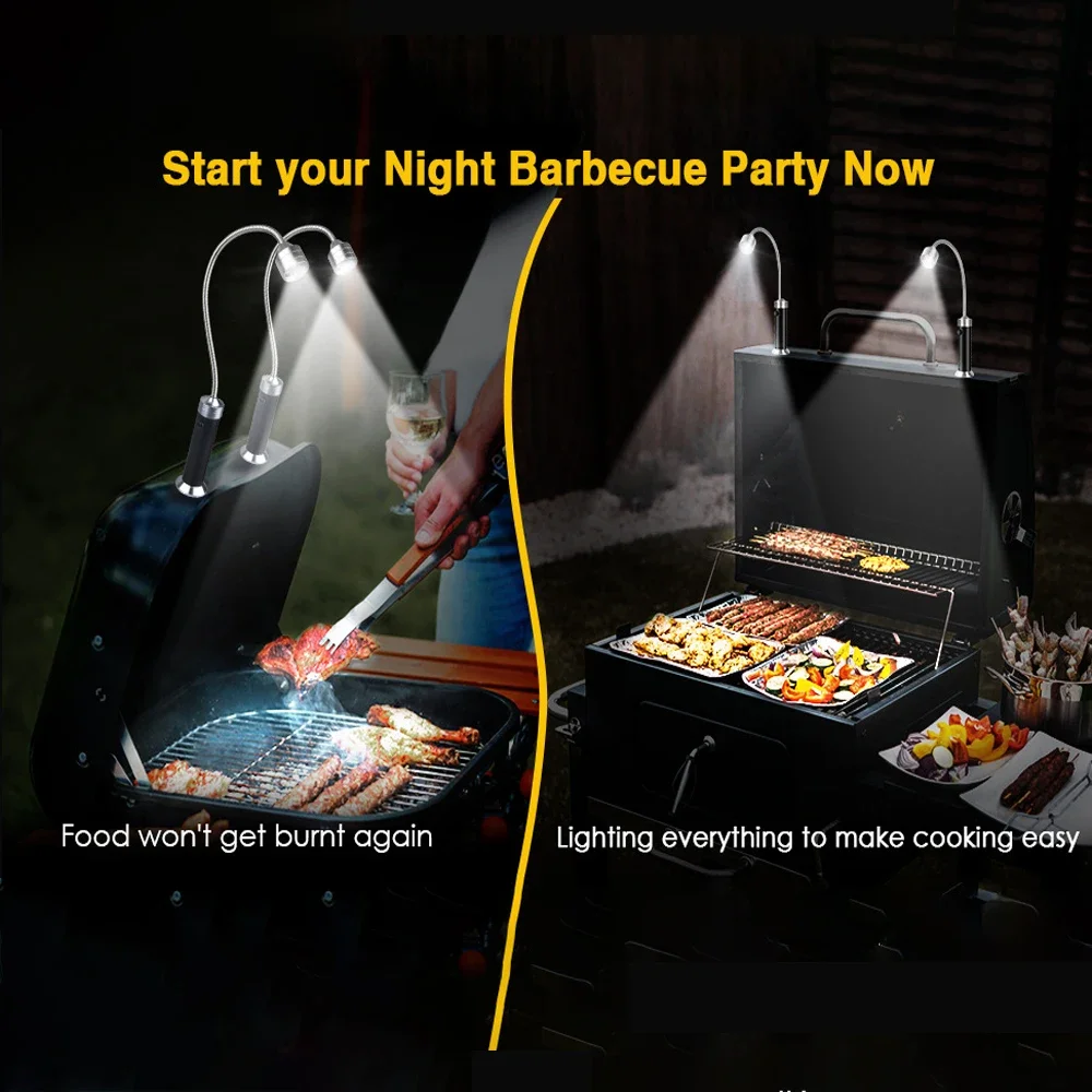 2pcs BBQ Lighting Flashlight, LED Bendable BBQ Light, BBQ Lighting Tools, Outdoor Camping Emergency Lights, Maintenance Lights