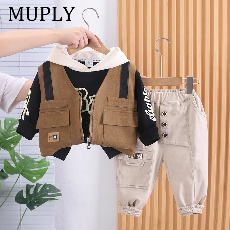 Autumn New Children Sleeveless Cotton Vest Fashion Baby Girls Versatile Casual Cardigan Coat Boys Solid Tops Jacket Kids Clothes