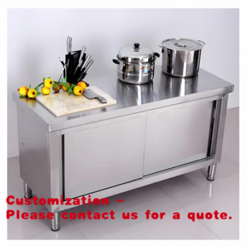

Customize.Commercial Stainless Steel Kitchen Workbench with Sliding Door Storage Cabinets Restaurant