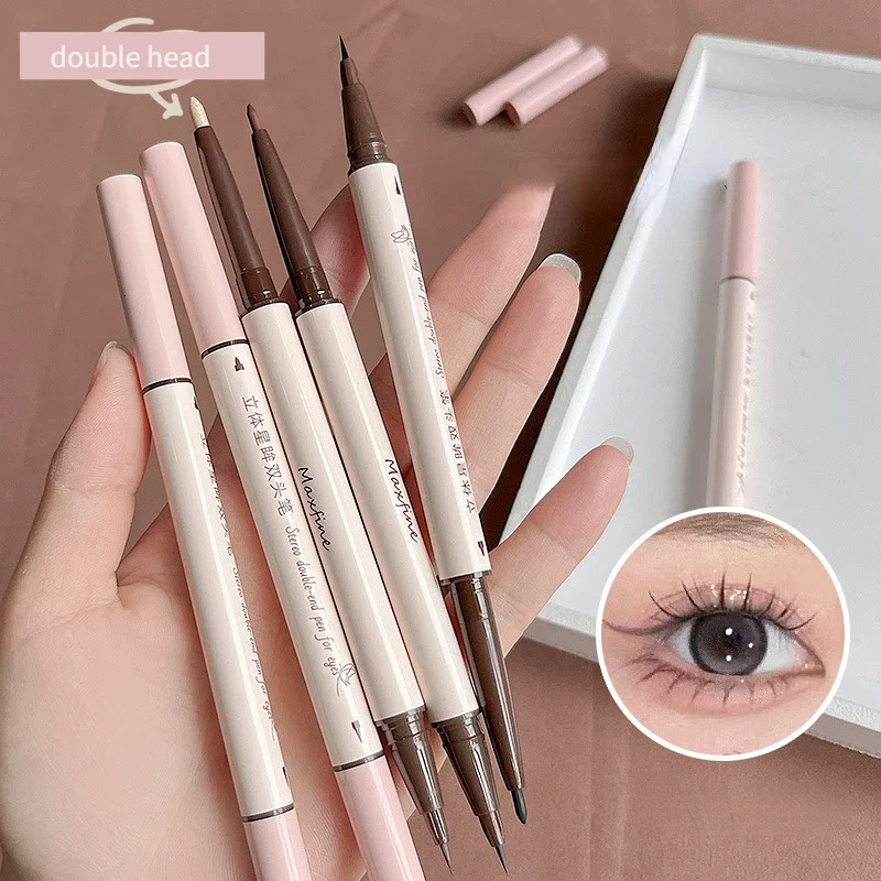 2 w 1 brązowym żelowy Eyeliner ołówkiem Ultra-slim płynnym Eyeliner cień w piórze gładki, wysokopigmentowy długopis żelowy jedwabnik trwały makijaż oczu