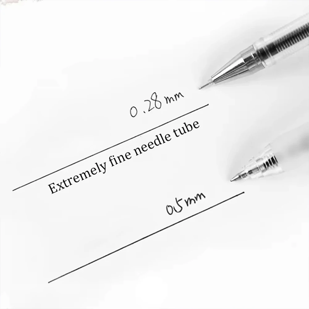 مجموعة أقلام توقيع جل جديدة فائقة الدقة 0.28 مم، أنبوب إبرة كامل، قلم حفظ الكتب بالحبر الأسود، قلم ترقق لتتبع الخط