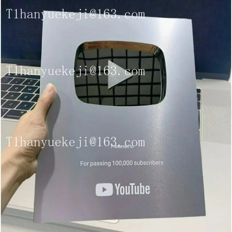 Suitable for customizable personalized YouTube play button trophies - gold plaque awards customizable by content creators