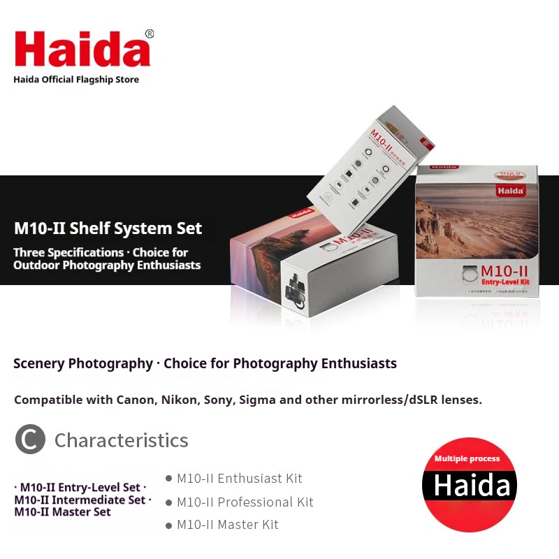 Haida M10-II Filter Set: 100mm Square Filter System with Slip-On Polarizing and ND Filters (Stackable) - Camera Filters