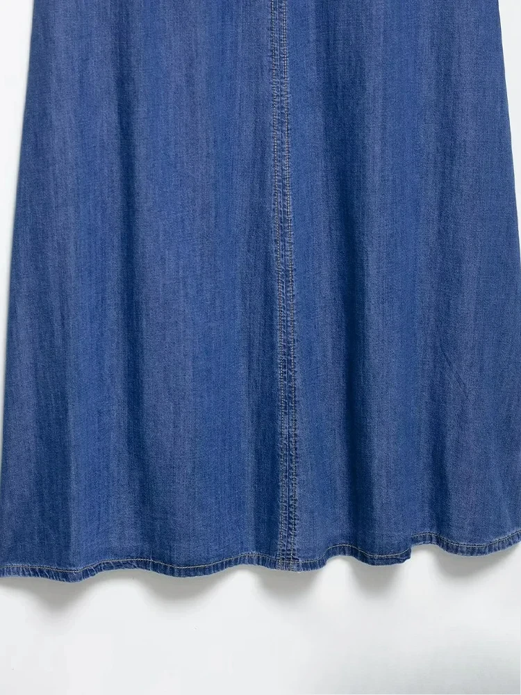 KONDALA Abito lungo sexy chic da donna in denim solido Cami Abito da festa senza maniche Moda 2025 Abito da sera elegante primavera estate