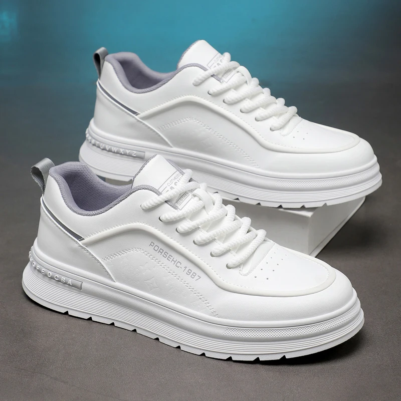 

2025 Trendy Versatile Cloth Shoes Men's Spring New Breathable White Shoes Men's Sports and Leisure Board Shoes Trendy Shoes