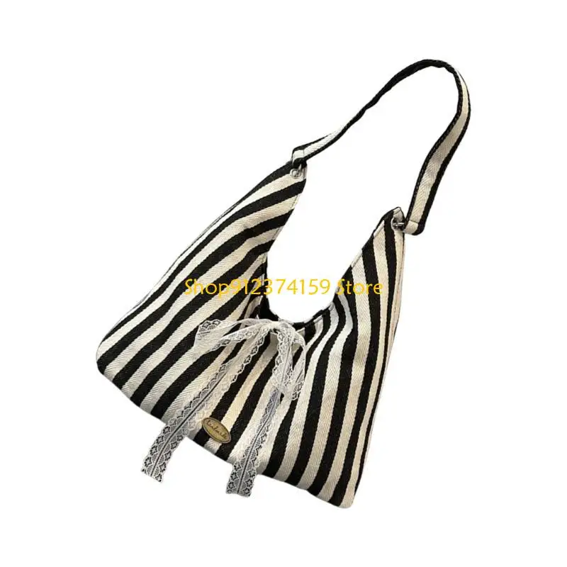 

G5AE Women Armpit Bag Large Capacity Handbag Striped Shoulder Bag Shopping Bag