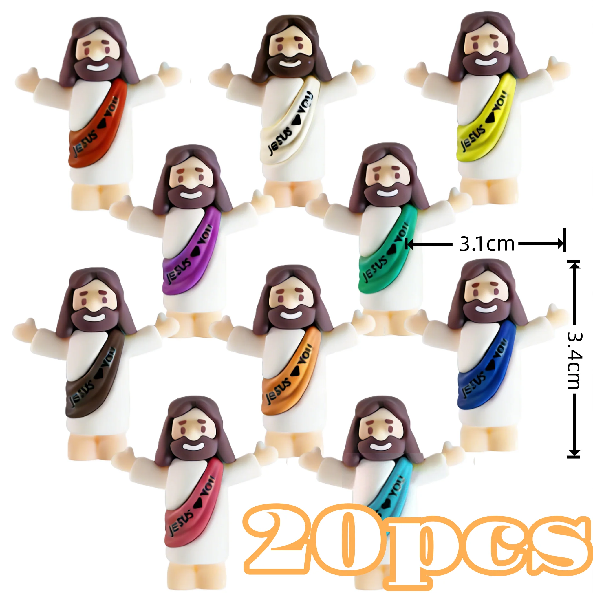 10/60 stks Mini Jezus Decoraties Cartoon Standbeeld Set voor Vakantie Party Scene Decor Feestelijke Kamer Beeldjes Kerst Pasen Geschenken