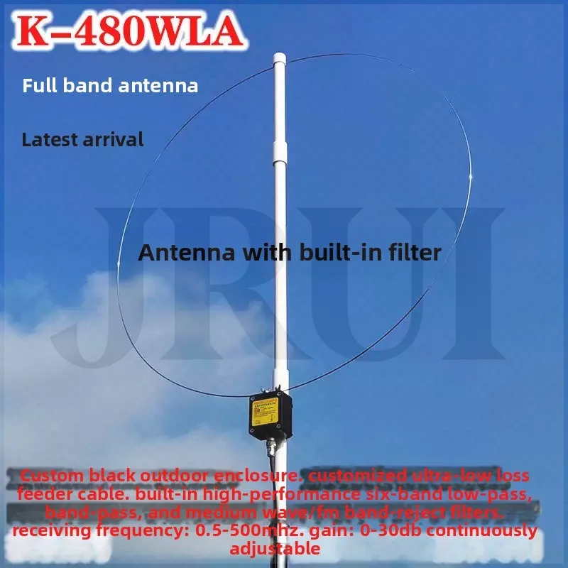 For K-480WLA MW/SW/FM/Airband /UHF /VHF0.5MHz-500MHz Full Band Antenna Loop Small Loop Shortwave Antenna and Filter
