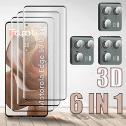 6in1 Tempered Glass For Motorola Edge 50 Ultra 3D Hard film Anti Shatter Soft Camera Lens film For Moto Edge50 Ultra Glass