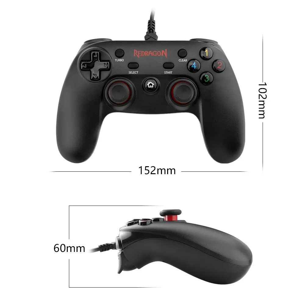 REDRAGON-mando SATURN G807 con cable para PC, Joystick de doble vibración para Windows, PC, PS3, Playstation, Android