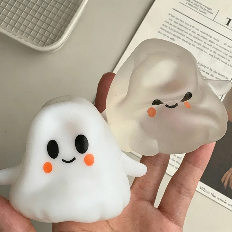 Halloween Ghost Squishy Toy Cute Cartoon Spooky No Rebound Squeeze Toy Moldable Stress Relief Fidget Toy Party Favor Gifts