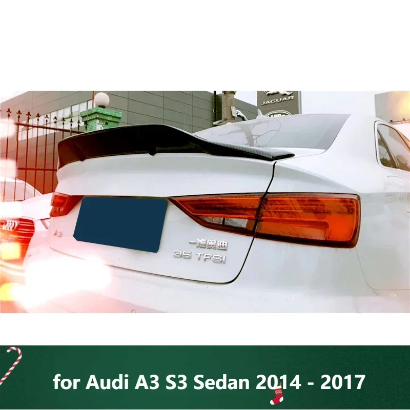 

New! Car Spoiler Carbon Fiber FRP Rear Trunk Wing Duck Tail Spoiler for Audi A3 S3 Sedan 2014 - 2017