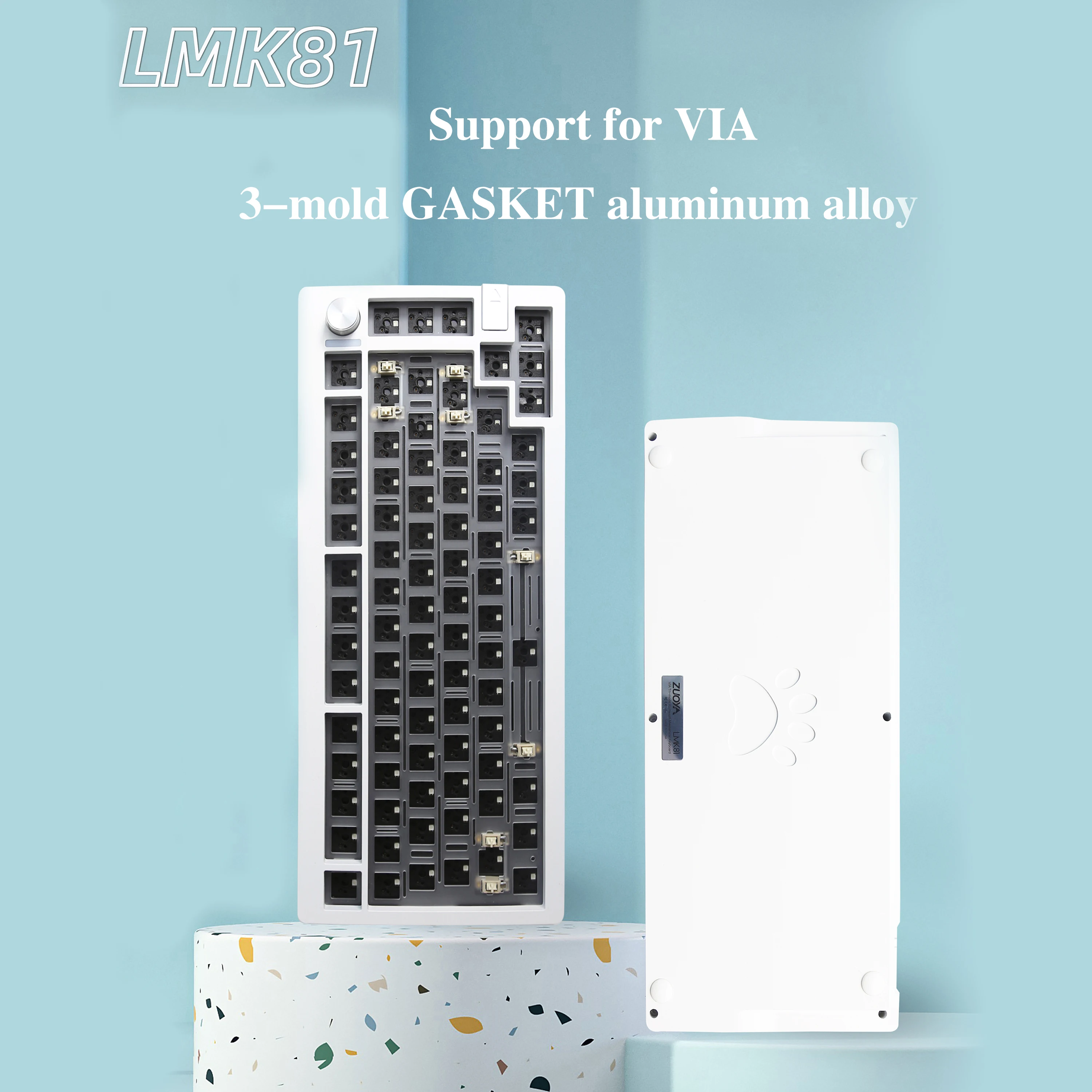 ZUOYA LMK81 3 Mode Mechanical Keyboard Kit Aluminum Wireless Gaming Keyboard 60% Bluetooth 2.4G RGB Hotswap  Gasket Structure
