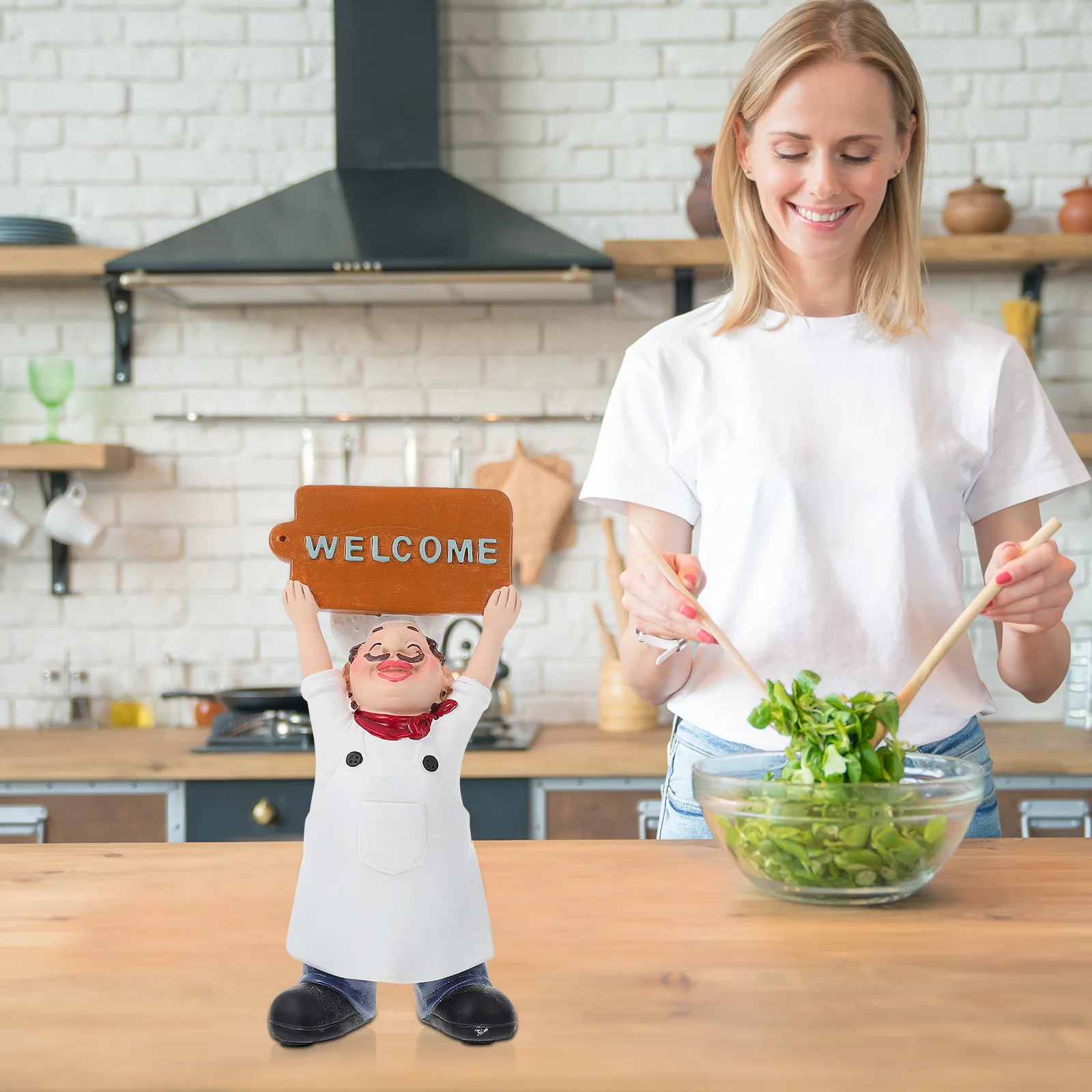 

Creative Ornament Welcome Statue Decorative Gift for Home Shop Café Restaurant Bar KTV Garden Decor Crafts Chef Statue