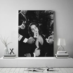 Black and White Canvas Painting Lana Del Rey Art Posters and Prints Cuadros Wall Art Picture for Living Room Home Decor Unframed