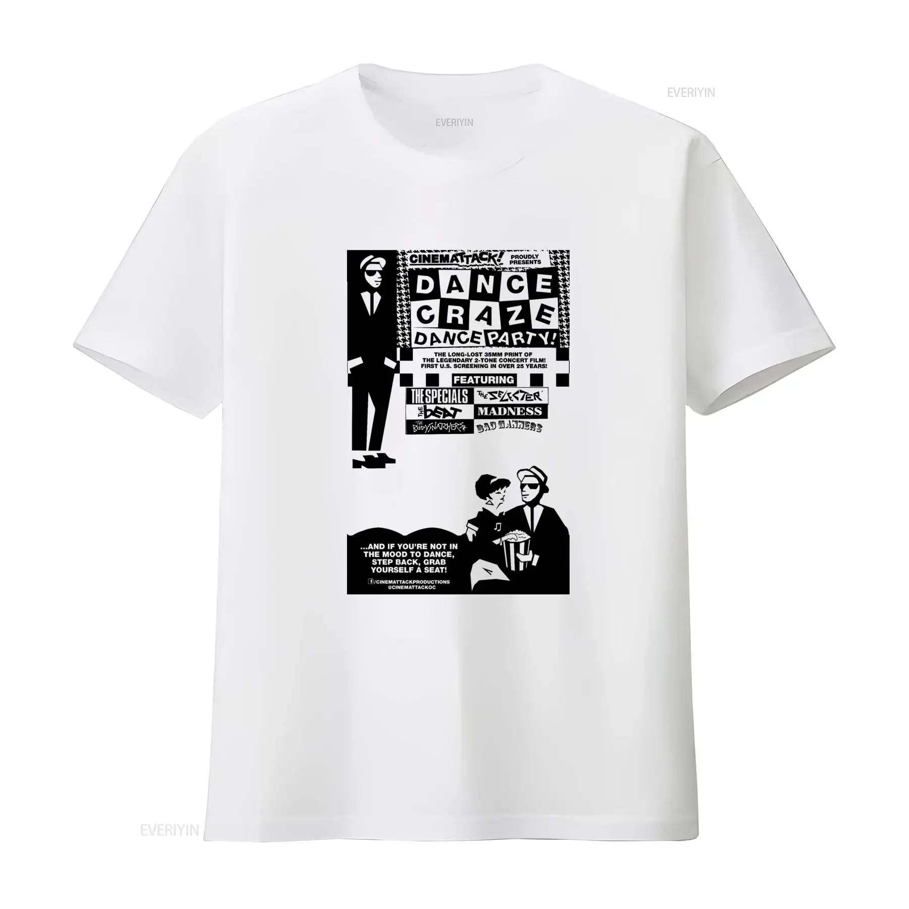 T-shirt Homme Design Rétro Vintage Lavé Élégant Extensible, Thème Affiche de Film Dance Craze Ska 2 Tone Specials Selecter, pour Fête
