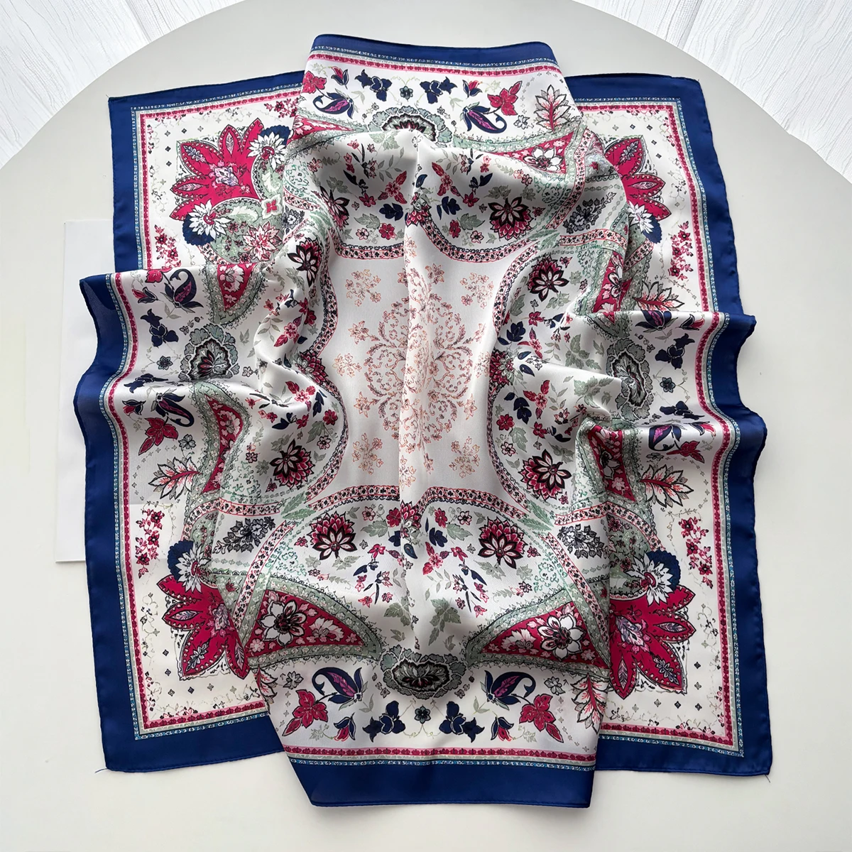 Luxury Square Scarf For Women Imitation Silk Bandanas Printed Hijab Elegant Scarves Neckerchief Fashion Beach Shawl Wraps