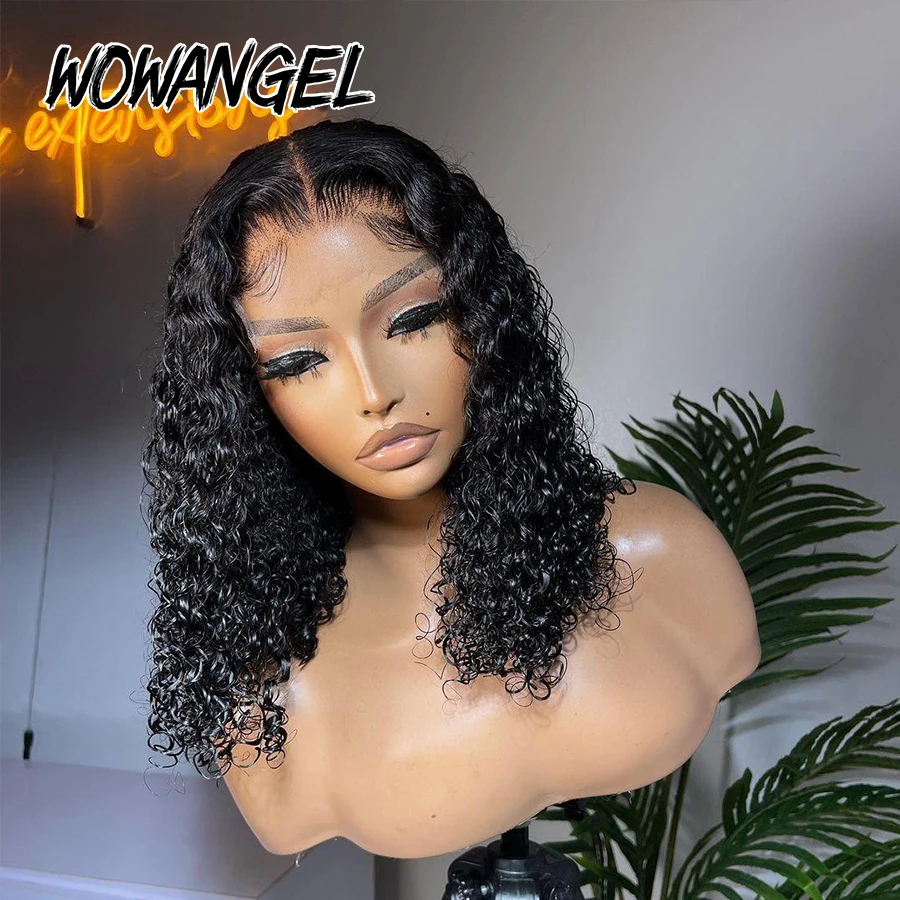 Wear And Go Curly Short Bob Wigs 5x5 HD Lace Closure Wig Human Hair Water Wave Bob Cut Wigs Real HD Lace Glueless Wigs For Women