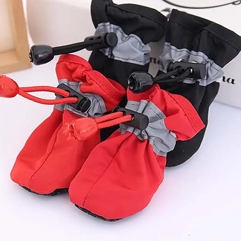 Waterproof Dog Shoes 4 PCS Pet Shoes For Hot Pavement Dog Boots & Paw Protectors Waterproof Dog Paw Protector With Adjustable