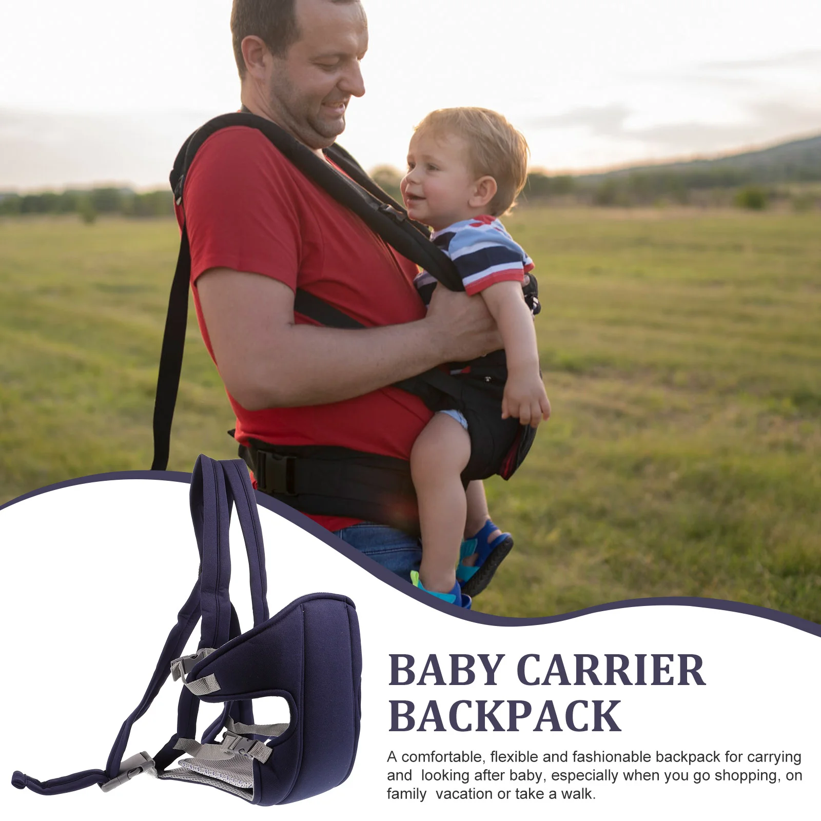 Multi-funcional respirável ajustável frente/traseira portador de bebê recém-nascido infantil mochila sling conforto envoltório-tamanho único (azul)