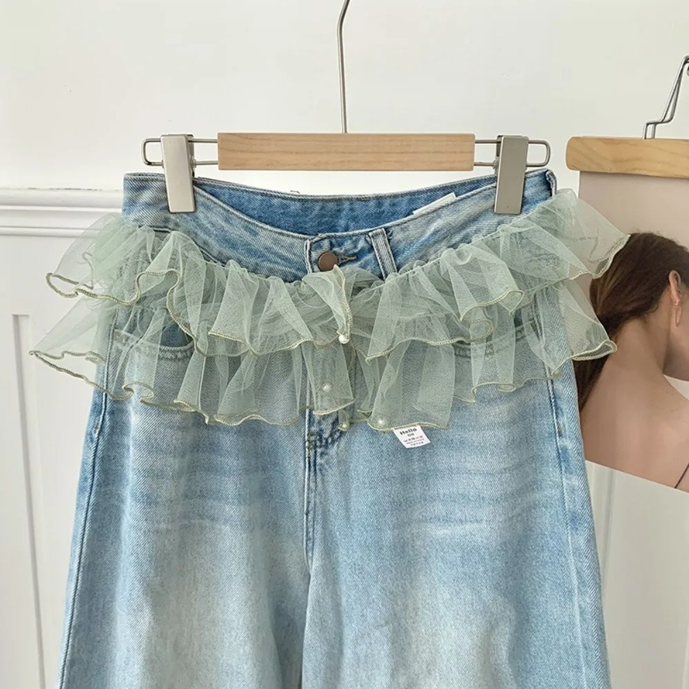 Minigonne alla moda Balletcore in rete Y2k Gonne con volant stile coreano Grembiule avvolgente Tenda corta per ragazza