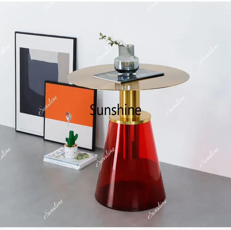 Creative living room light luxury round metal corner table