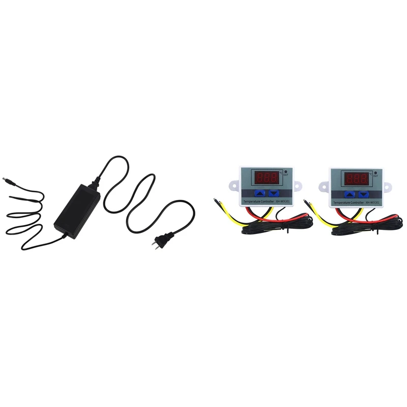 

12V Power Supply Adapter 5A Transformer US Plug With 2Pcs 110-220V Ac Digital LED Temperature Controller Xh-W3001