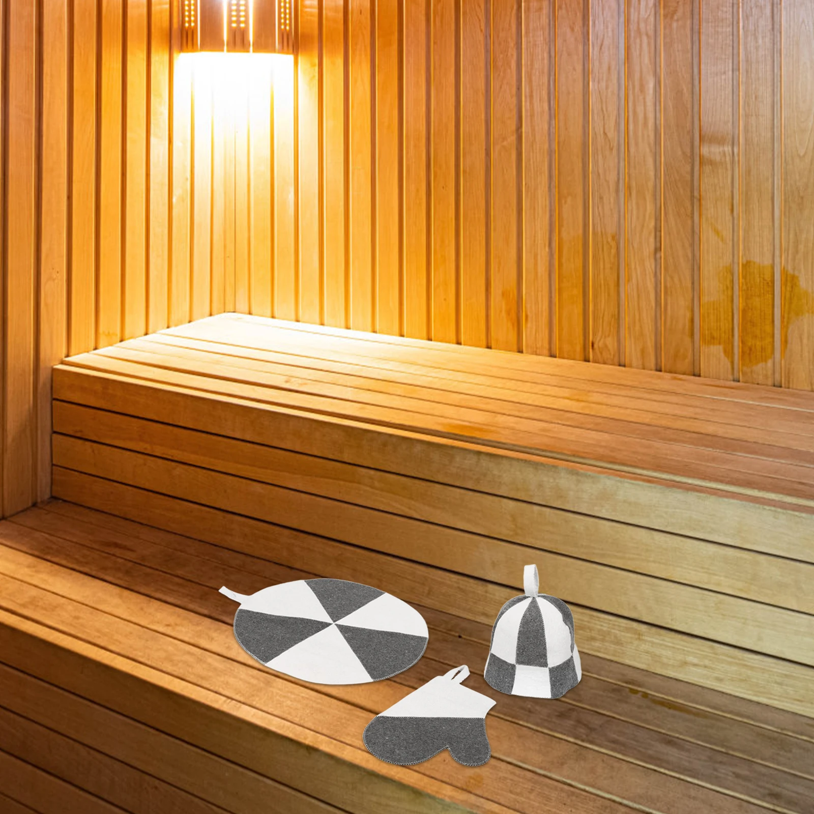 

1 set 1 Set Felt Hat Bath Women Men Thick Absorbent Insulated Sauna Cap With Gloves Mat For Water Absorbing Sauna