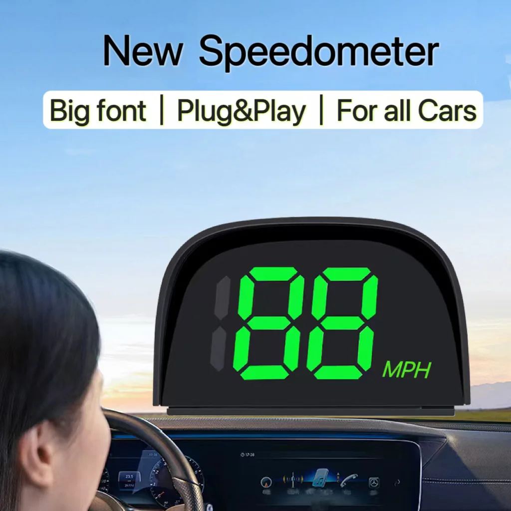 HUD Head-up Display Universal Speedometer for All Cars with USB Port Plug and Play Big Font  Auto Electronics Accessories