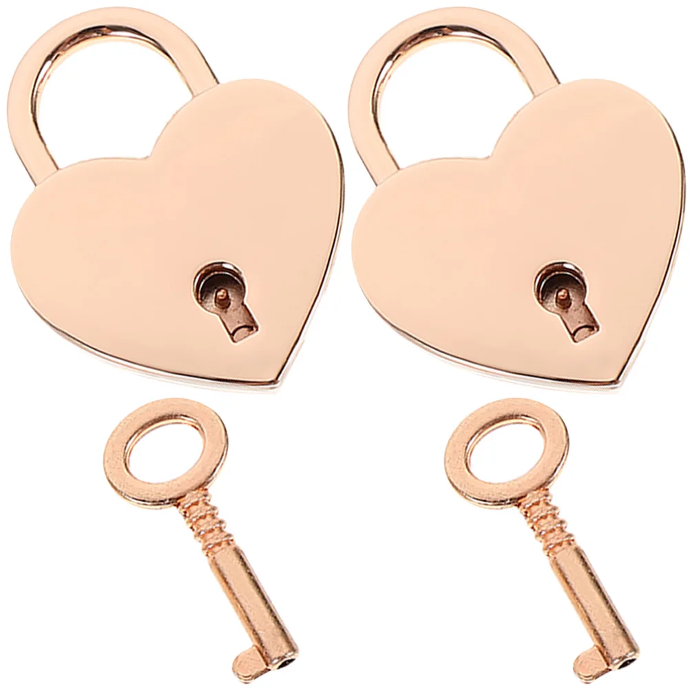 

2 Sets Heart Lock Shaped Padlock Locker for Luggage Heart-shaped Small Love Suitcase