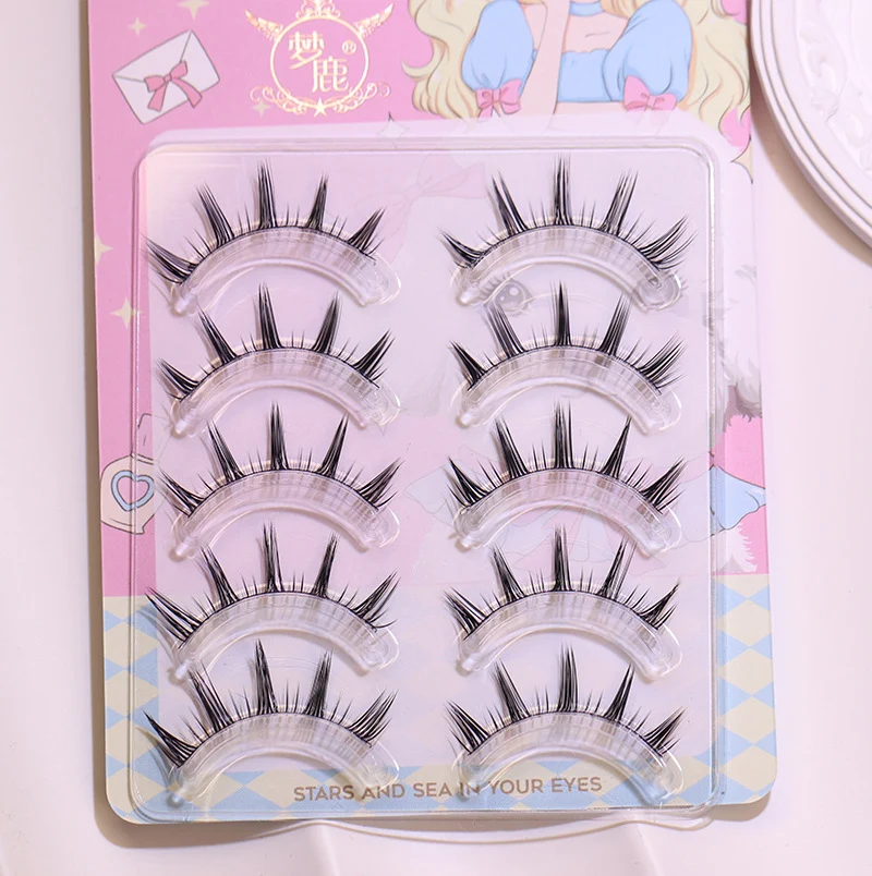 Neue Puppe Wimpern Verlängerung Natürliche Cat Eye Falsche Wimpern Cosplay Make-Up Cross Streifen Wimpern Handgemachte Manga Anime Lash – Detail 12