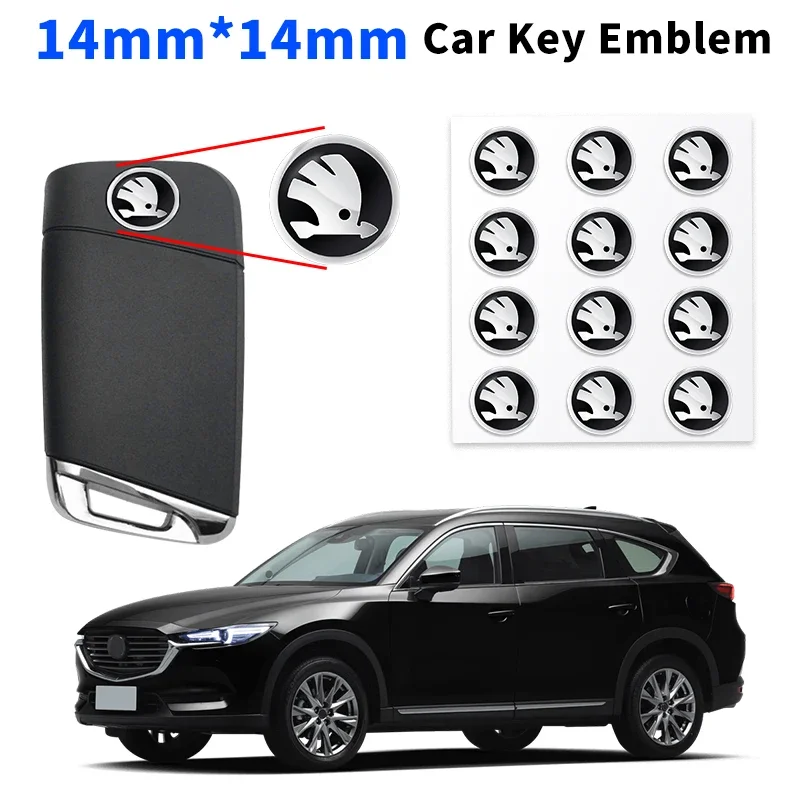 11mm 14mm alumínio chave remota do carro escudo emblema adesivo para skoda octavia a5 a7 fabia rapid karoq excelente kodiaq yeti scala kamiq