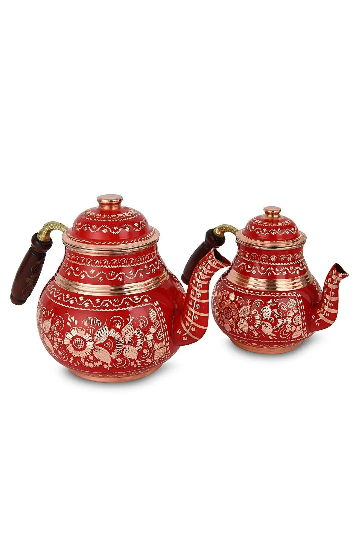 

DOLBOVI decorative handcrafted big size red copper Tombul teapot Cooper Tea Pots Handmade