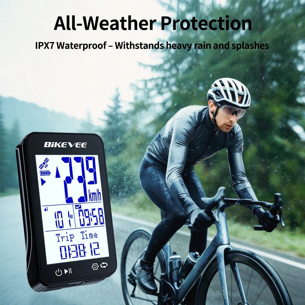 

GPS Wireless Bike Computer with Backlight 9 Languages Cycling Speedometer Rate Stopwatch Bicycle Accessories with Bracket