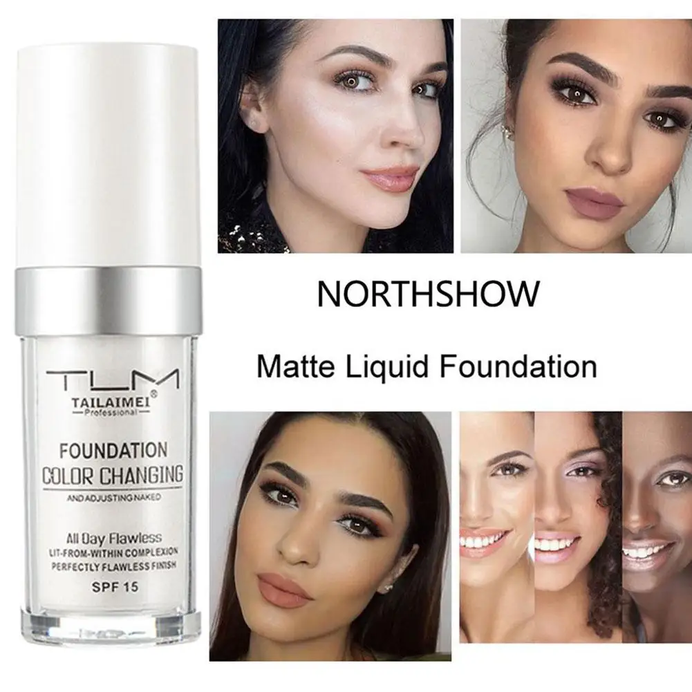 كريم أساس متغير اللون بدرجة الحرارة من TLM SPF15، خافي عيوب مكياج واقي من الشمس، غطاء خفيف الوزن، دوائر العين السوداء، خافي عيوب سائل