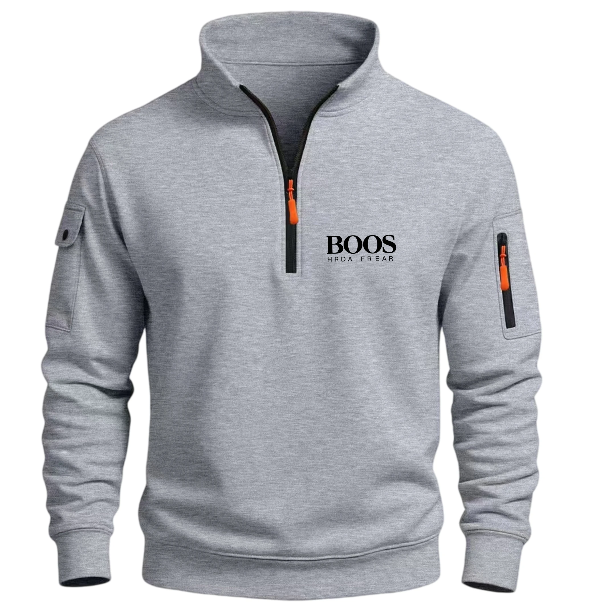 Men's Half Zip Pullover Sweatshirt Autumn Solid Color Stand Collar Long Sleeve Casual Top Soft Streetwear Loose Sweatshirt