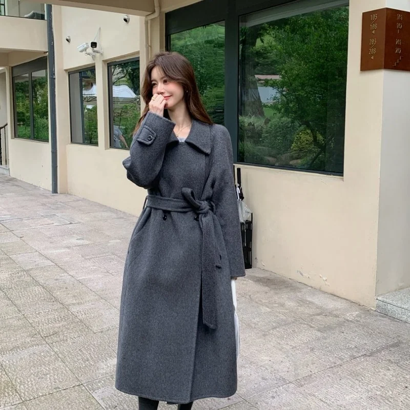 Hera Tianhou 100% Wool Double-Sided Woolen Coat with Fashionable Temperament for Autumn and Winter