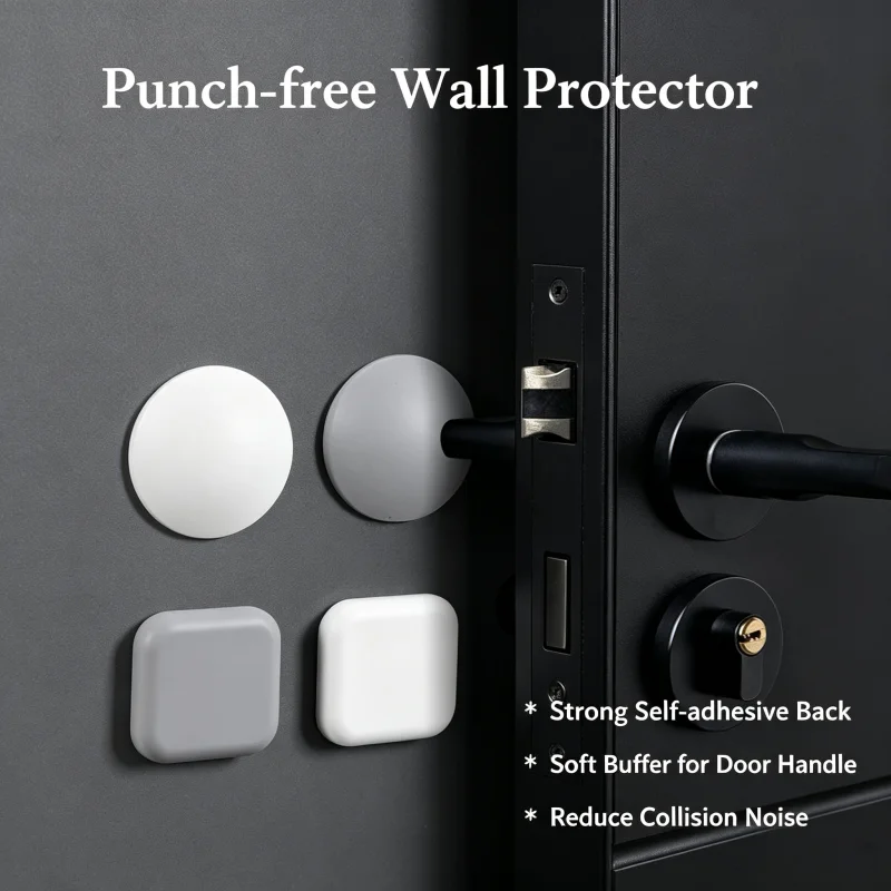 Self‑Adhesive Silicone Door Bumper Punch Free Anti‑Collision Wall Protector Pad for Door Handle & Fridge