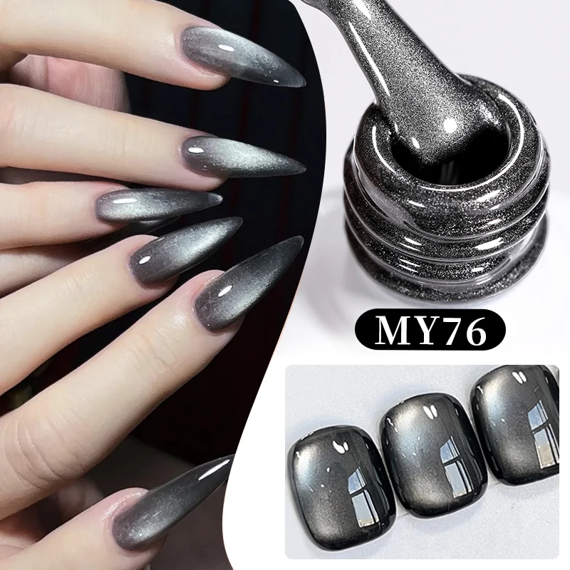 BORN PRETTY 10ML Schwarzer Glas-Katzenaugen-Magnetgel-Nagellack für DIY Punk-Style Maniküre, Semi-Permanent Gel-Nagelbedarf