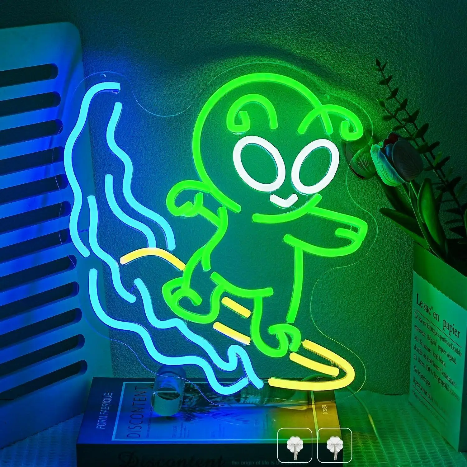 エイリアンサーフィンネオンサインusb調光ledネオンライト、男性用カバーベッドルーム、ゲームルーム、バー、パブ、パーティー、家の装飾、子供へのプレゼントに