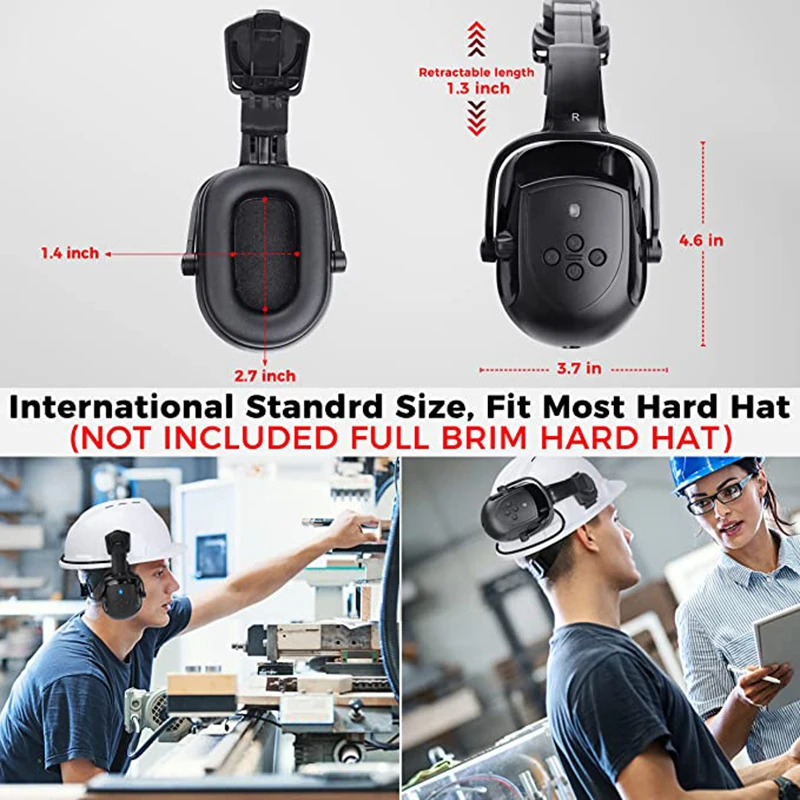 Construction Bluetooth Earmuffs Safety Helmet With Visor For Engineer Ear Protector Hearing Protection Work Cap ABS Hard Hat