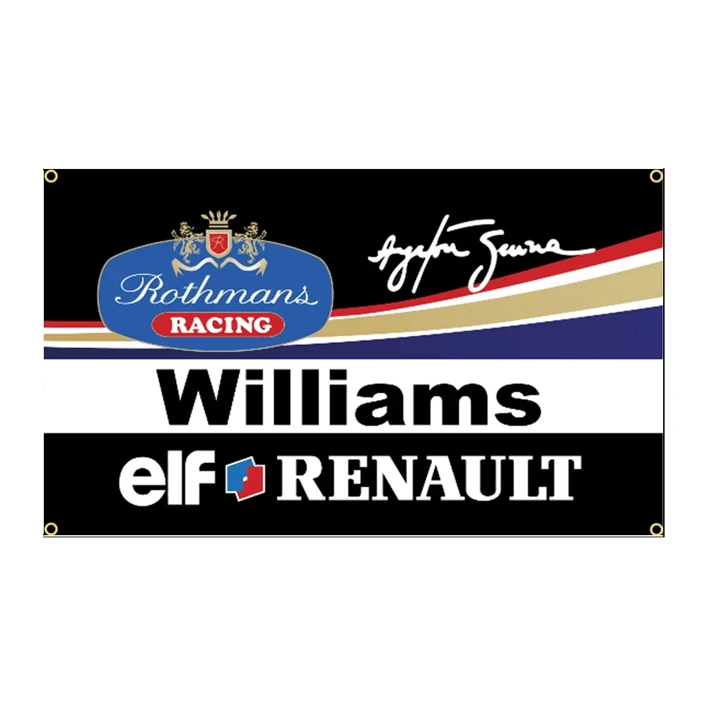 3x5 Ft 90X150cm Ayrton Senna Inspired Williams Renault Rothmans Signature Flag Home Decor Items Advertising Barber Shop Tapestry
